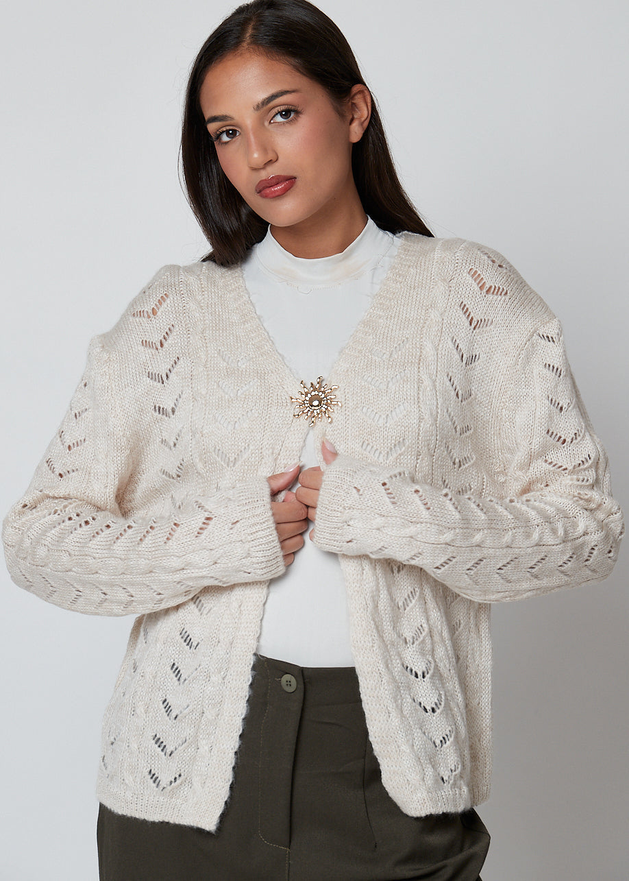 Beige / Taglia unica Cardigan traforato - 286549