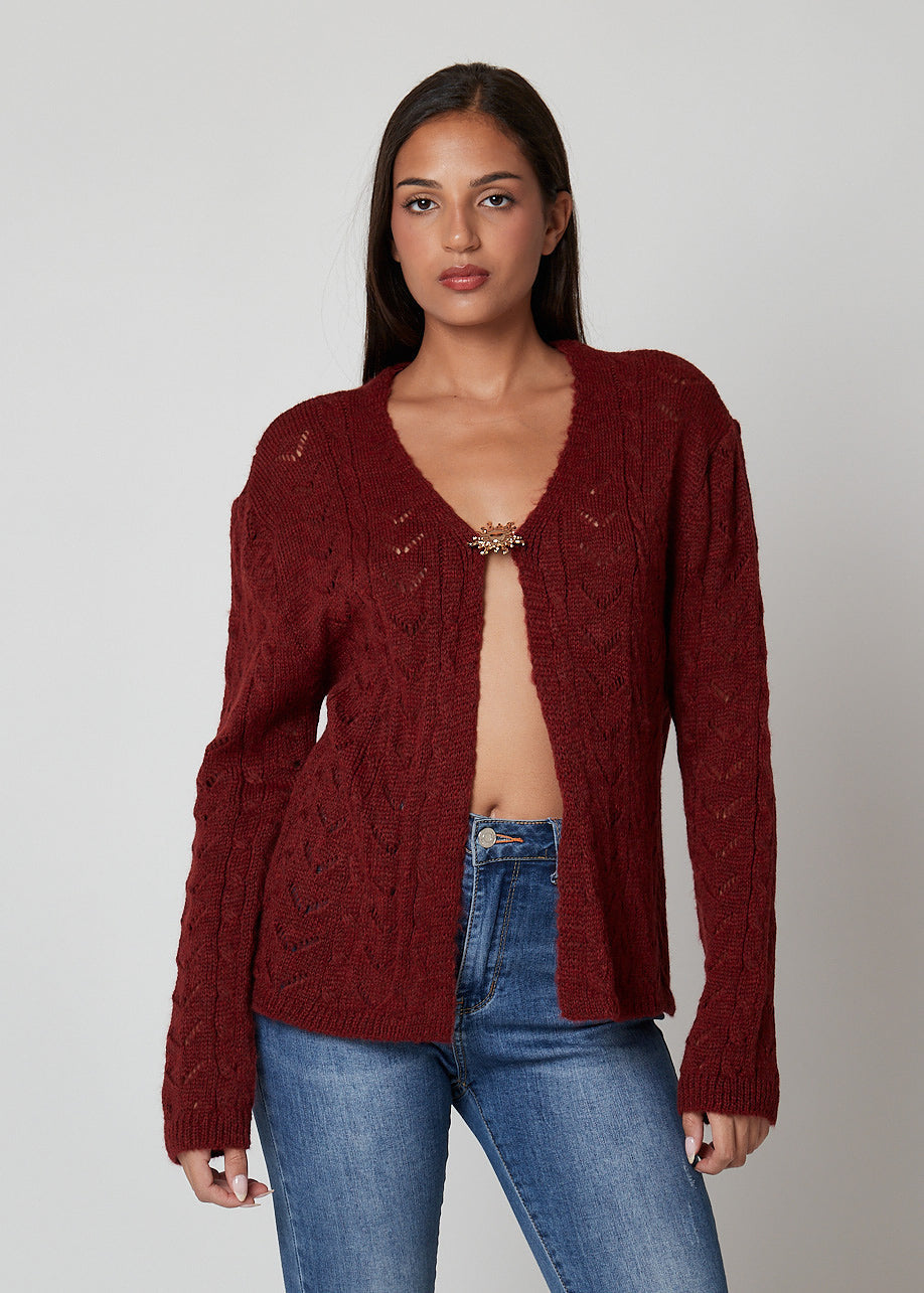 Bordeaux / Taglia unica Cardigan traforato - 286549