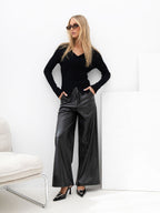 Cassidy - Pantaloni da Donna in Ecopelle a Vita Alta