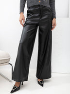 Nero / S/M Cassidy - Pantaloni da Donna in Ecopelle a Vita