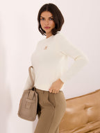 Charlie - Maglione Casual in Viscosa con Ricamo Orsetto
