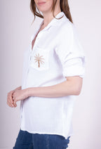 Camicia aperta con bottoni in 100% cotone Palma ricamata
