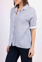 Camicia aperta rigata con bottoni in 100% cotone