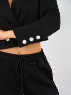 Taglia unica / Nero Completo Coordinato Blazer e Pantaloni