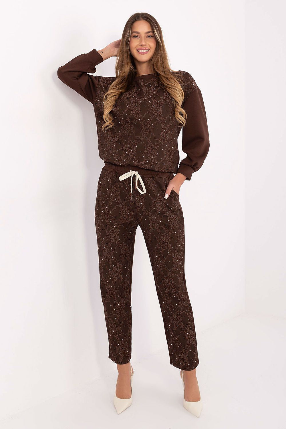 Marrone / Universale Completo da donna con felpa