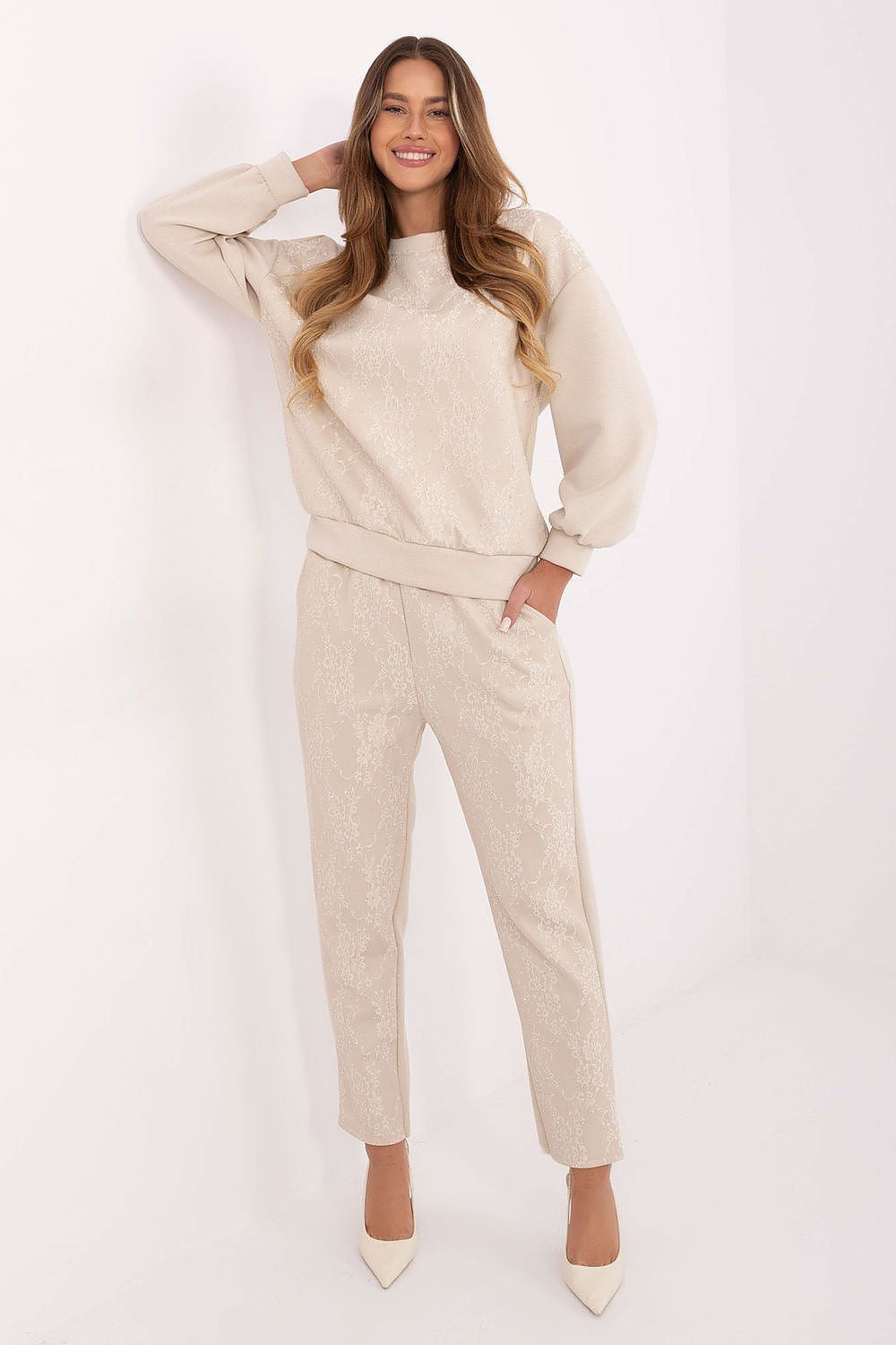 Beige / Universale Completo da donna con felpa e pantaloni