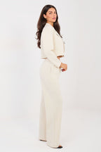 Beige 2 / Universale Completo giacca crop + pantaloni