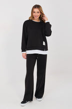 Nero / Universale Completo jogging in viscosa elasticizzata