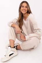 Beige 2 / Universale Completo sportivo da donna in cotone