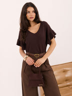 Marrone / Taglia unica Coraline - Maglione Morbido Elegante