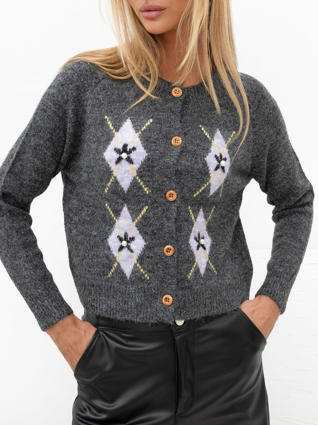 Dharla - Cardigan Corto Elegante da in Viscosa a Motivo