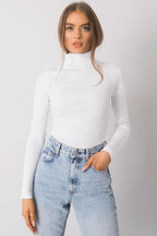 Bianco / S/M Dolcevita in cotone a costine - 173403
