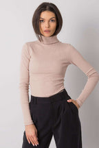 Beige / S/M Dolcevita in cotone a costine - 173403