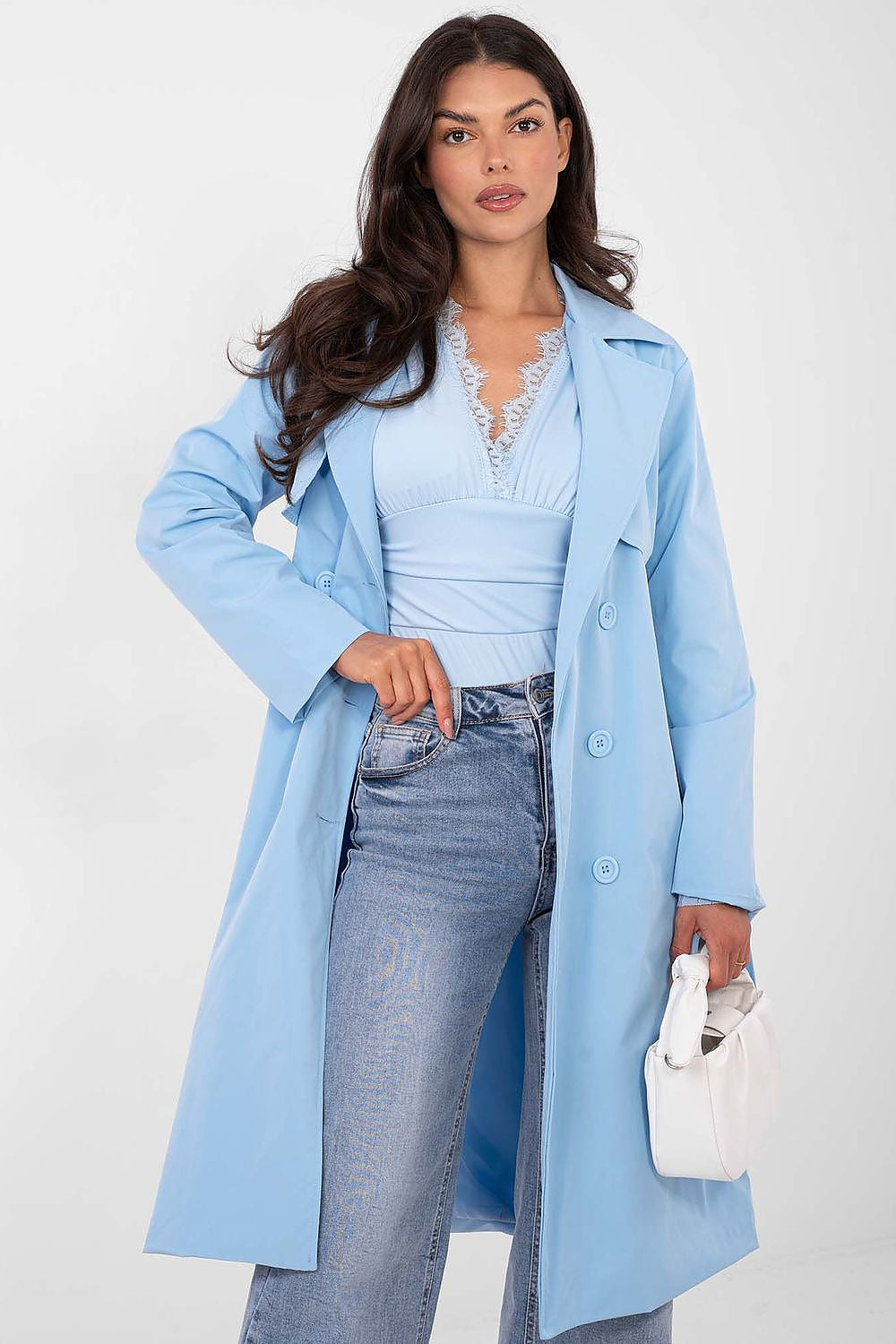 Azzurro / Universale Elegante trench da donna - 223823