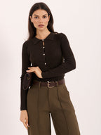 Taglia unica / Marrone Eliana - Cardigan Elegante a Costine
