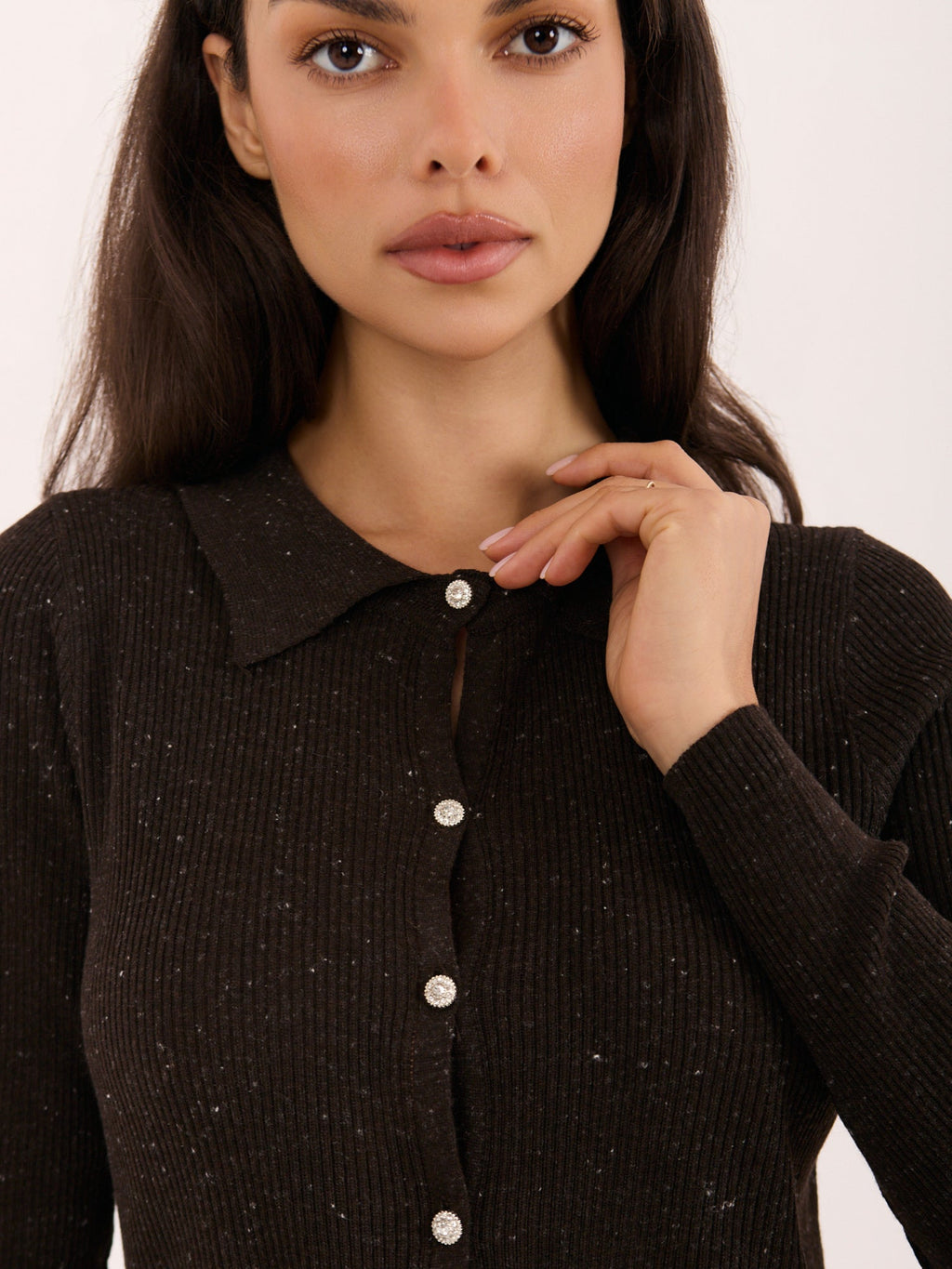 Eliana - Cardigan Elegante a Costine con Colletto Stile