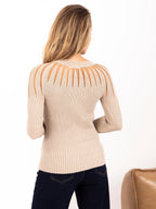 Elina - Maglione Elegante Aderente a Costine con Filo Lurex