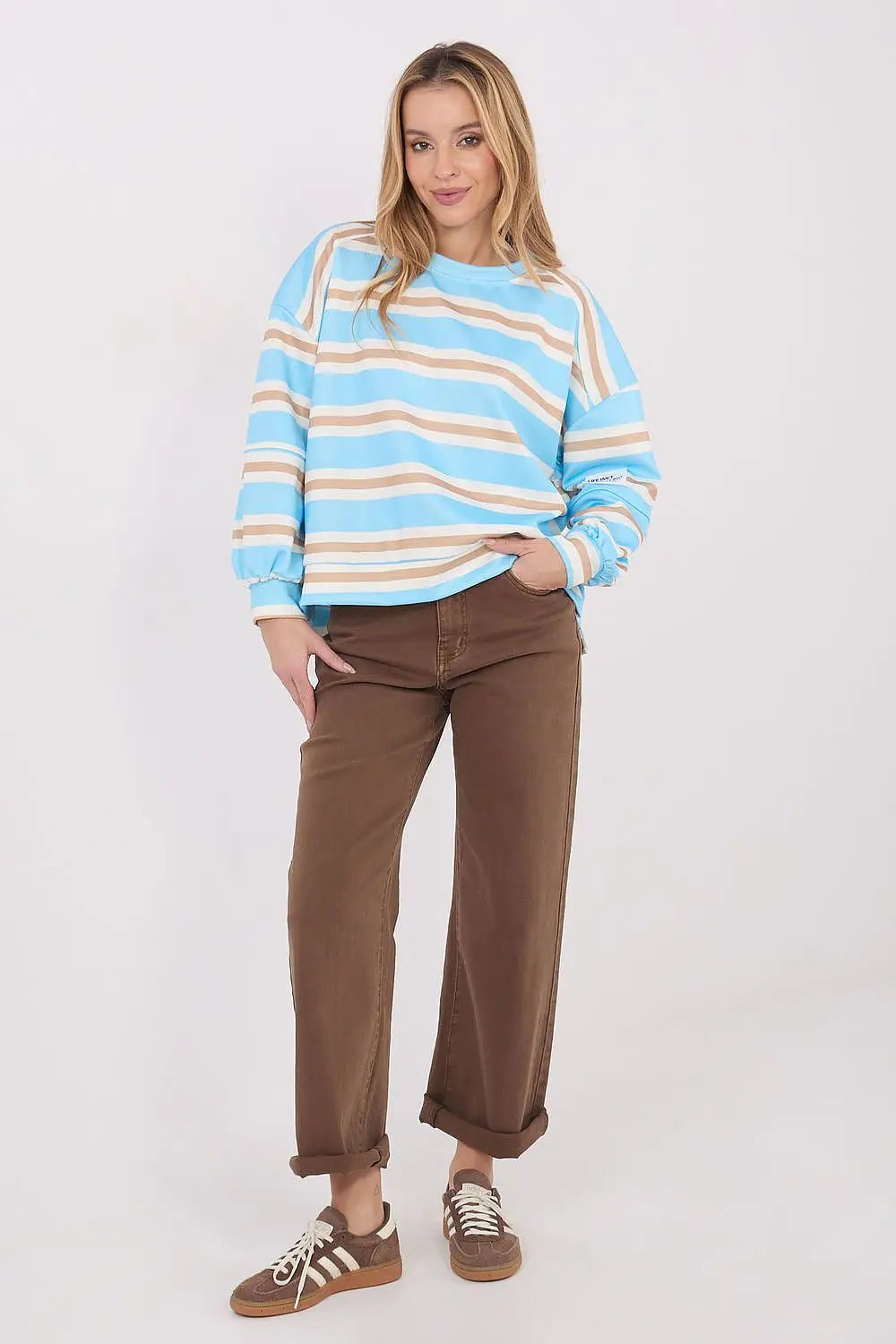 Felpa casual da donna in viscosa elasticizzata a righe