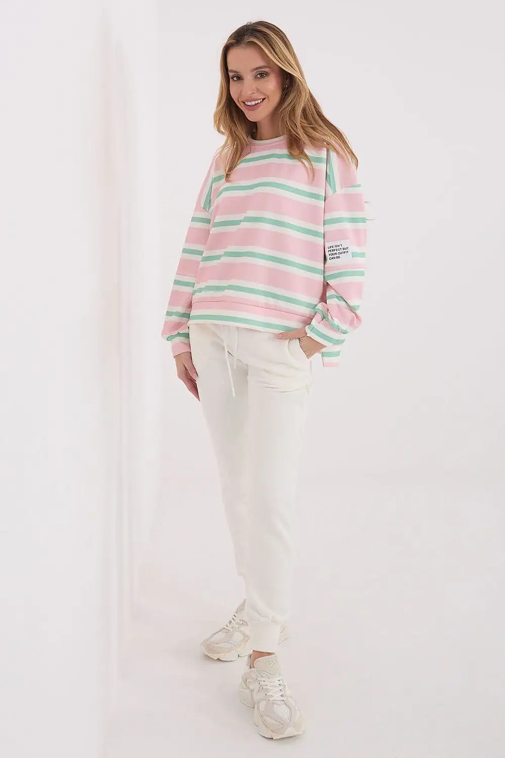 Felpa casual da donna in viscosa elasticizzata a righe