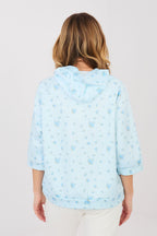 Felpa casual da donna con stampa floreale e cappuccio