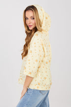 Felpa casual da donna con stampa floreale e cappuccio