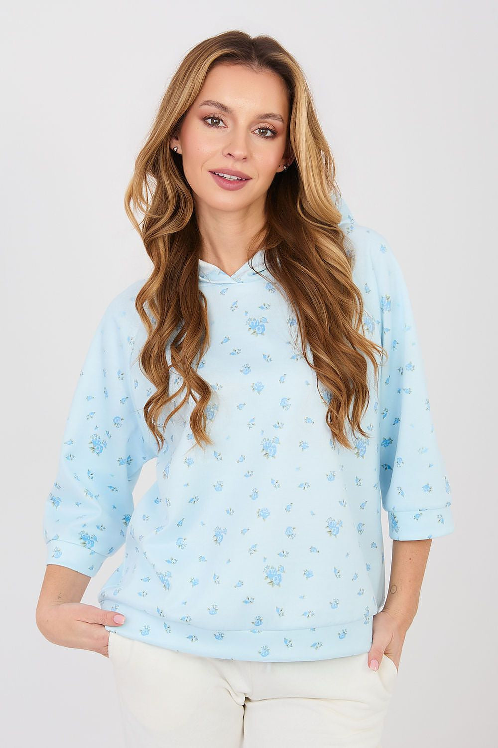 Azzurro / Universale Felpa casual da donna con stampa
