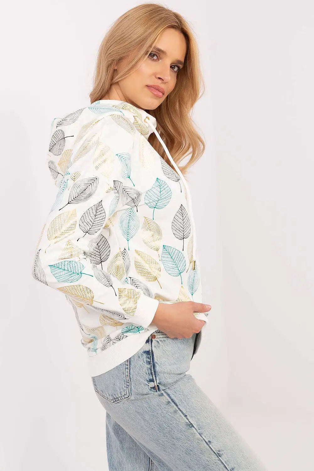 Felpa da donna con stampa foglie - 206047