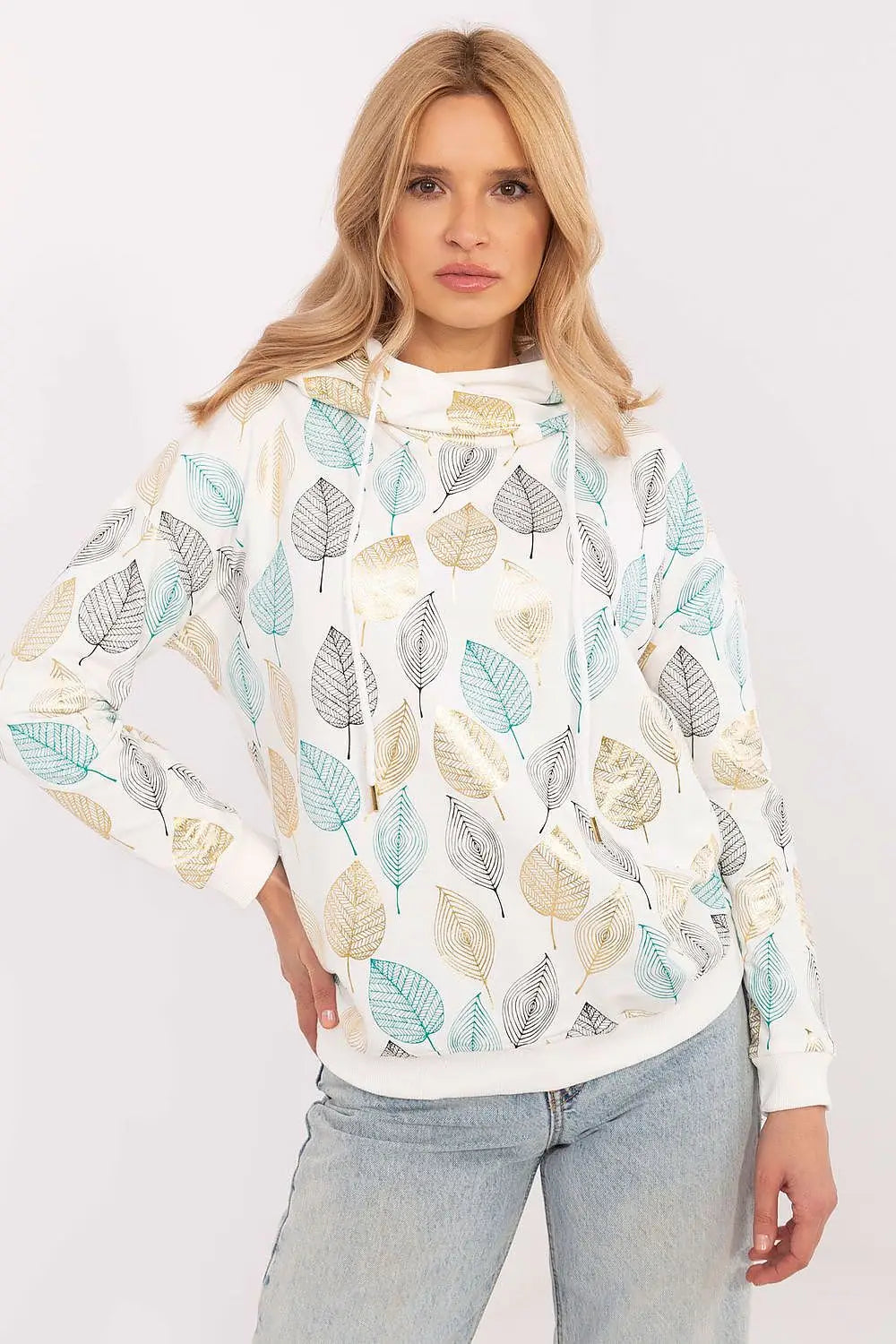 Felpa da donna con stampa foglie - 206047