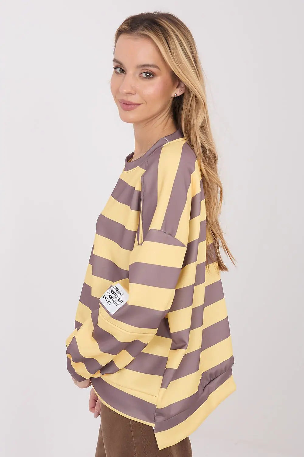 Felpa da donna in viscosa elasticizzata con design a righe