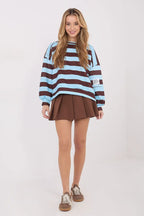 Felpa da donna in viscosa elasticizzata con design a righe