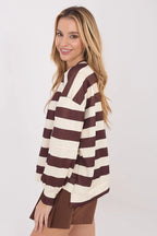 Felpa da donna in viscosa elasticizzata con design a righe