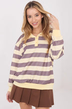 Felpa da donna in viscosa elasticizzata con motivo a righe