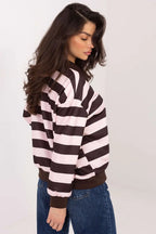 Felpa da donna in viscosa elasticizzata con motivo a righe