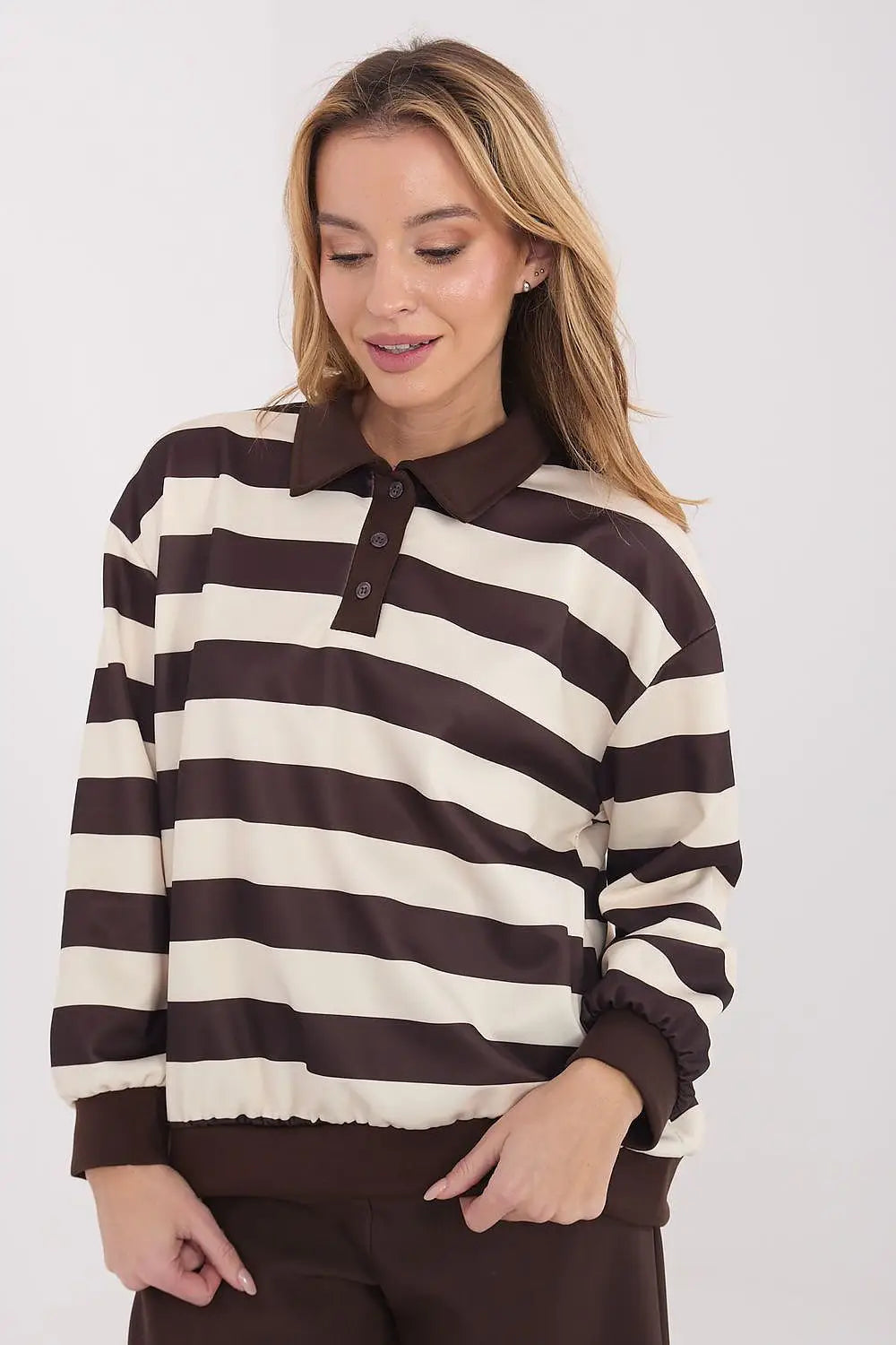 Felpa da donna in viscosa elasticizzata con motivo a righe