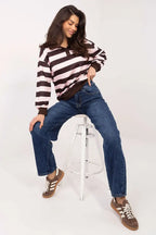 Felpa da donna in viscosa elasticizzata con motivo a righe