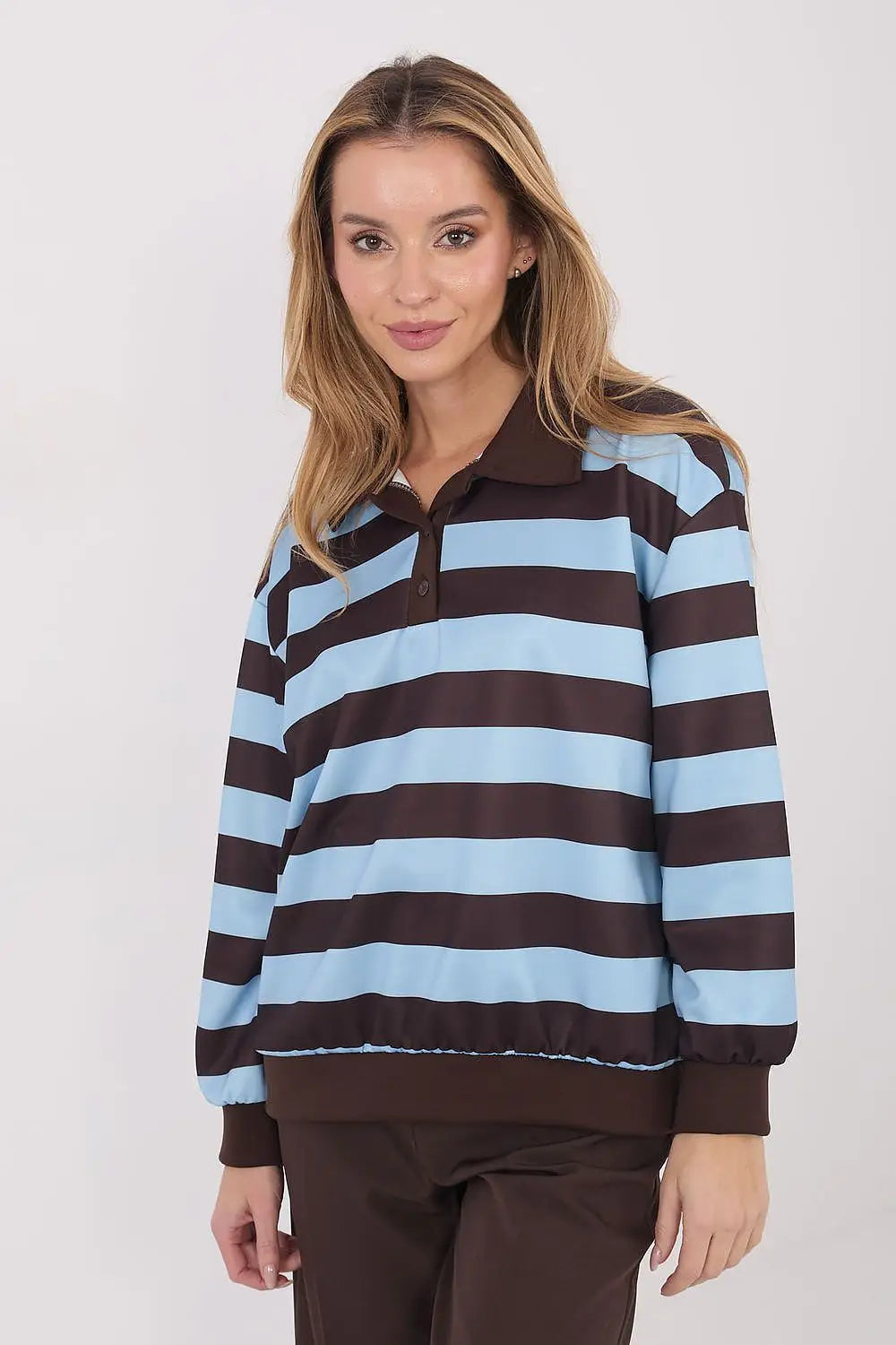 Felpa da donna in viscosa elasticizzata con motivo a righe