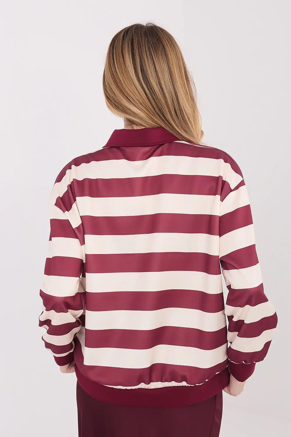 Felpa da donna in viscosa elasticizzata con motivo a righe