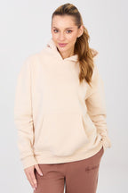 Beige / XS/S Felpa da donna con cappuccio in cotone -224337