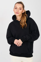 Nero / XS/S Felpa da donna con cappuccio in cotone -224337
