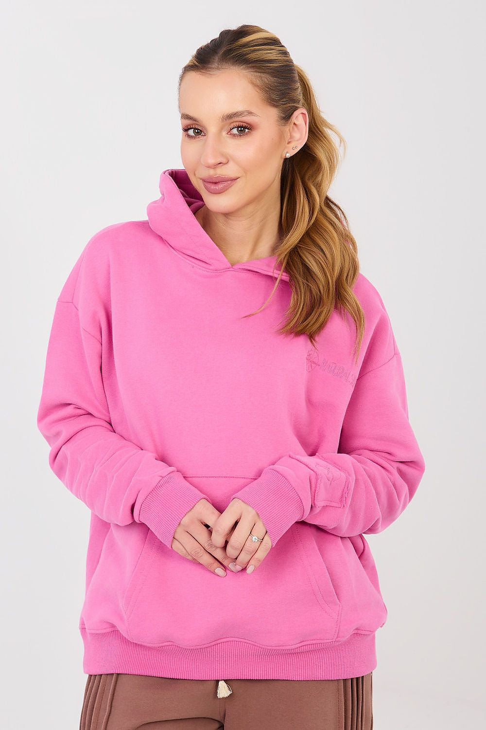 Rosa / XS/S Felpa da donna con cappuccio in cotone -224337