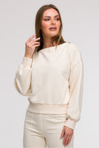 Beige / S Felpa da donna in cotone elasticizzato - LEISURE