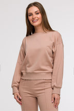 Beige 2 / S Felpa da donna in cotone elasticizzato