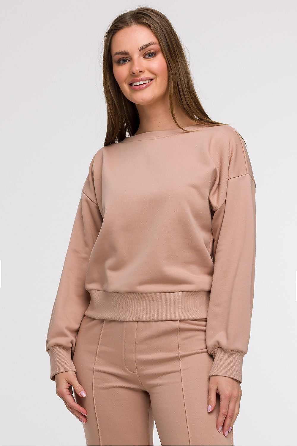 Beige 2 / S Felpa da donna in cotone elasticizzato