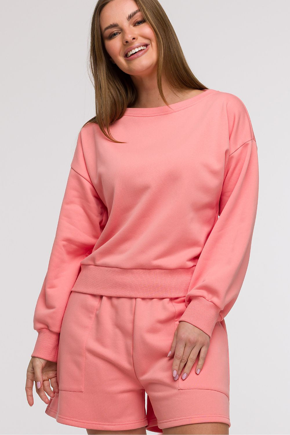 Rosa / S Felpa da donna in cotone elasticizzato - LEISURE