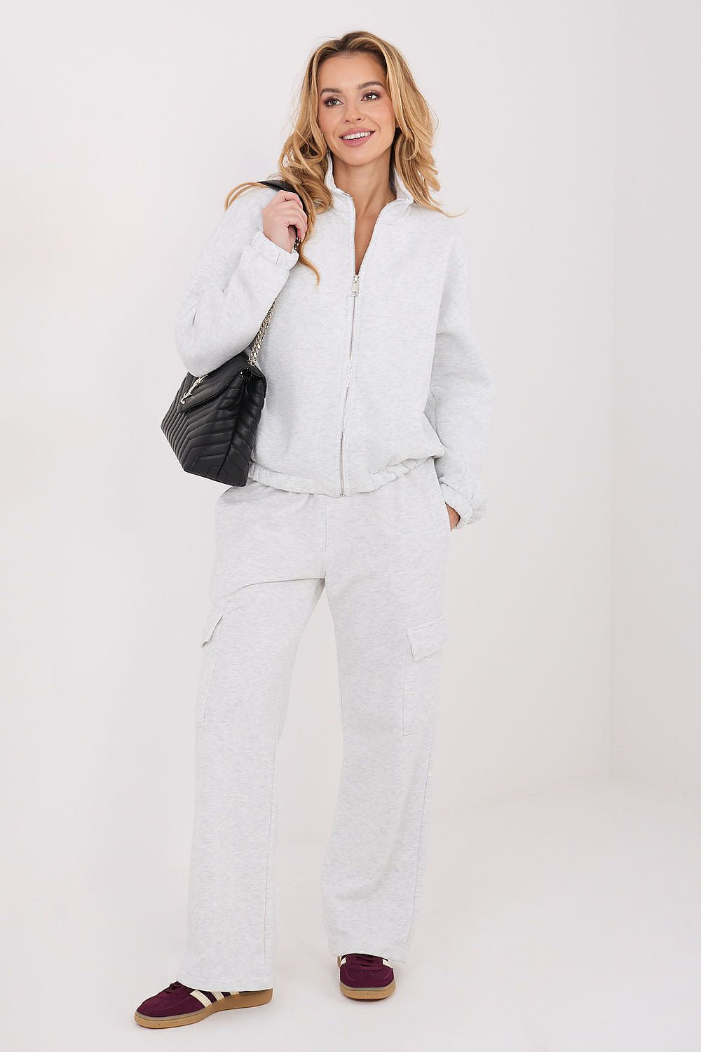 Grigio / Universale Felpa da donna in cotone elasticizzato