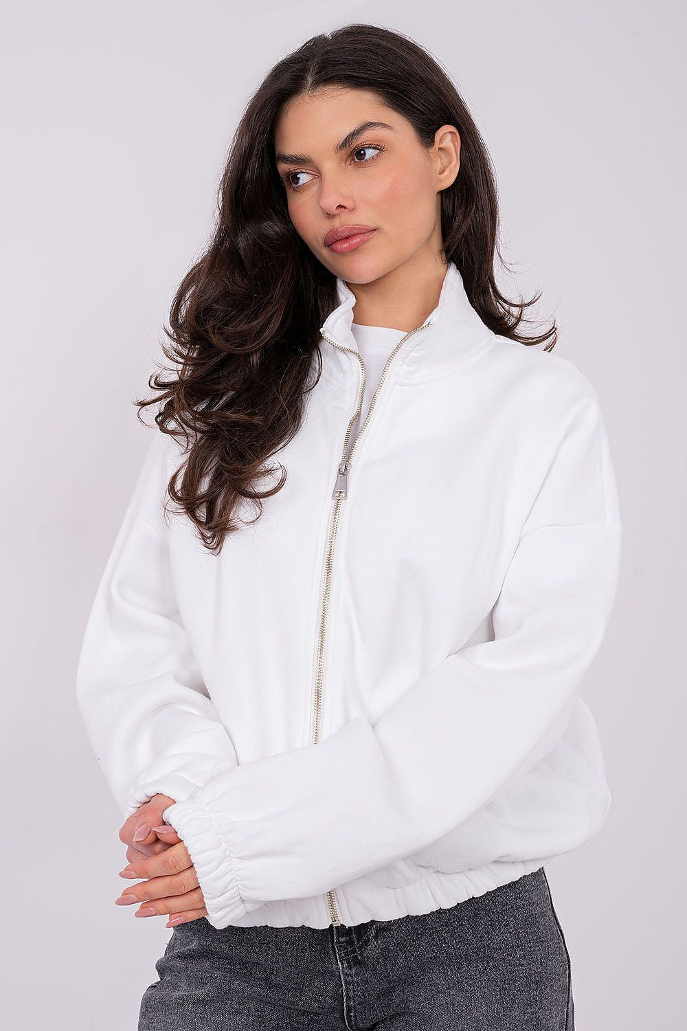 Beige / Universale Felpa da donna in cotone elasticizzato