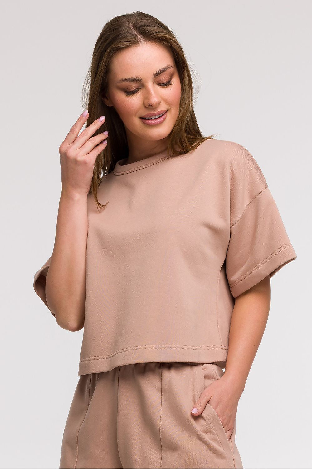 Beige 2 / S/M Felpa da donna a manica corta - LEISURE