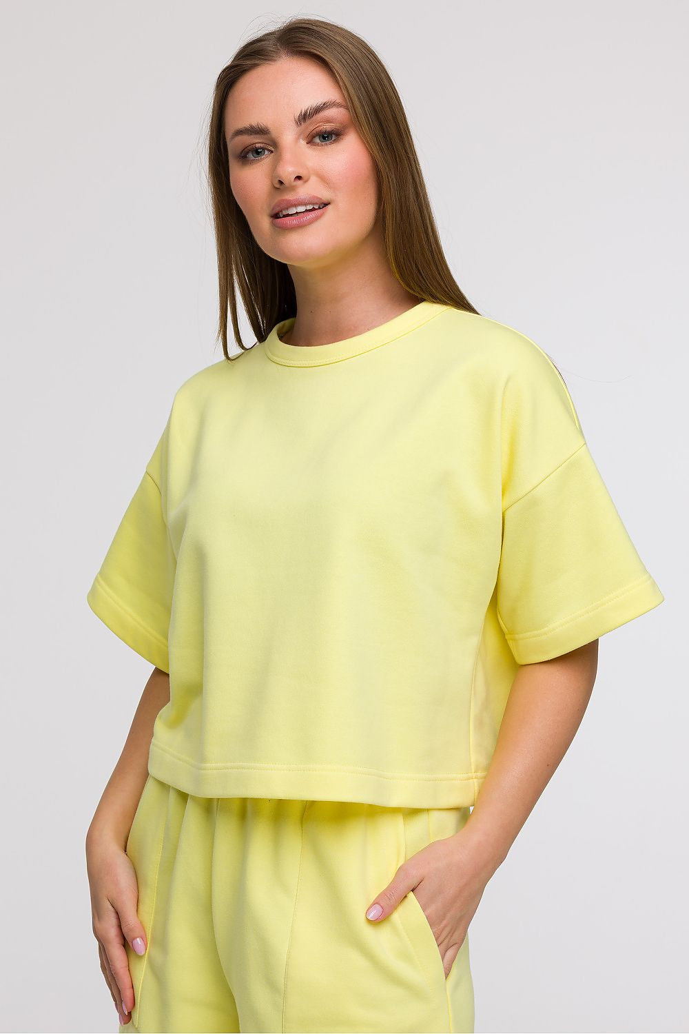 Giallo / S/M Felpa da donna a manica corta - LEISURE