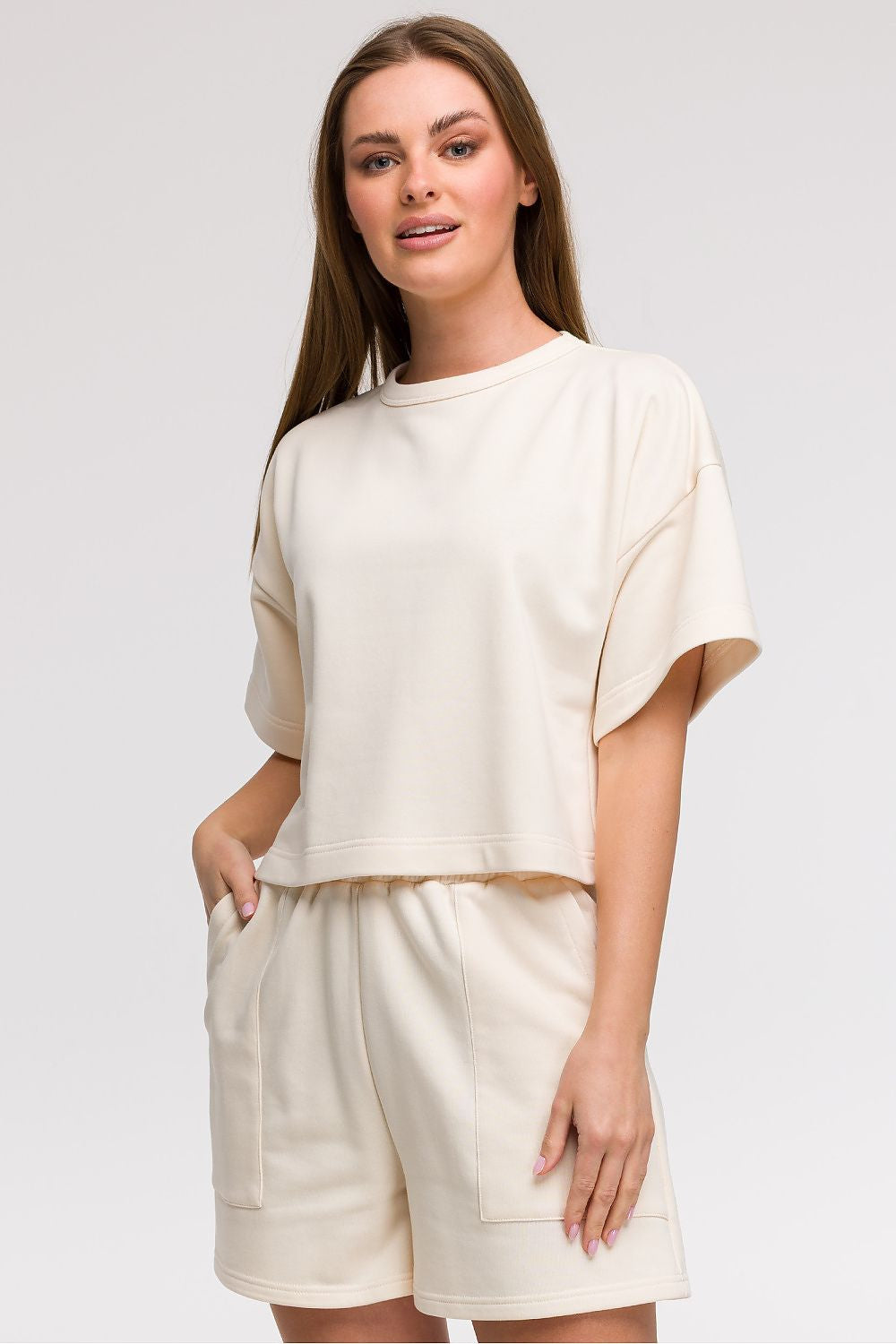 Beige / S/M Felpa da donna a manica corta - LEISURE - 211519