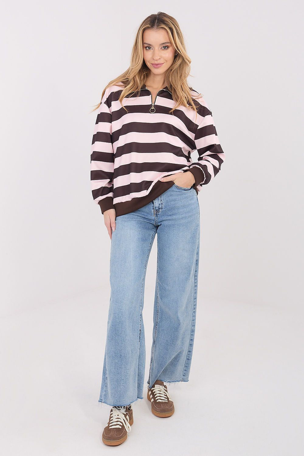 Felpa donna a righe in viscosa ed elastan - 222748